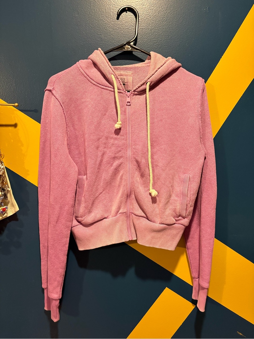 American Eagle Lavender Washed This Feels Seriously Lived In Zip Up Hoodie EUC